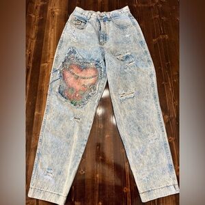 Vintage‎ 80’s Jou Jou Heartbreaker Acid Washed Distressed High Waist Jeans 9/10